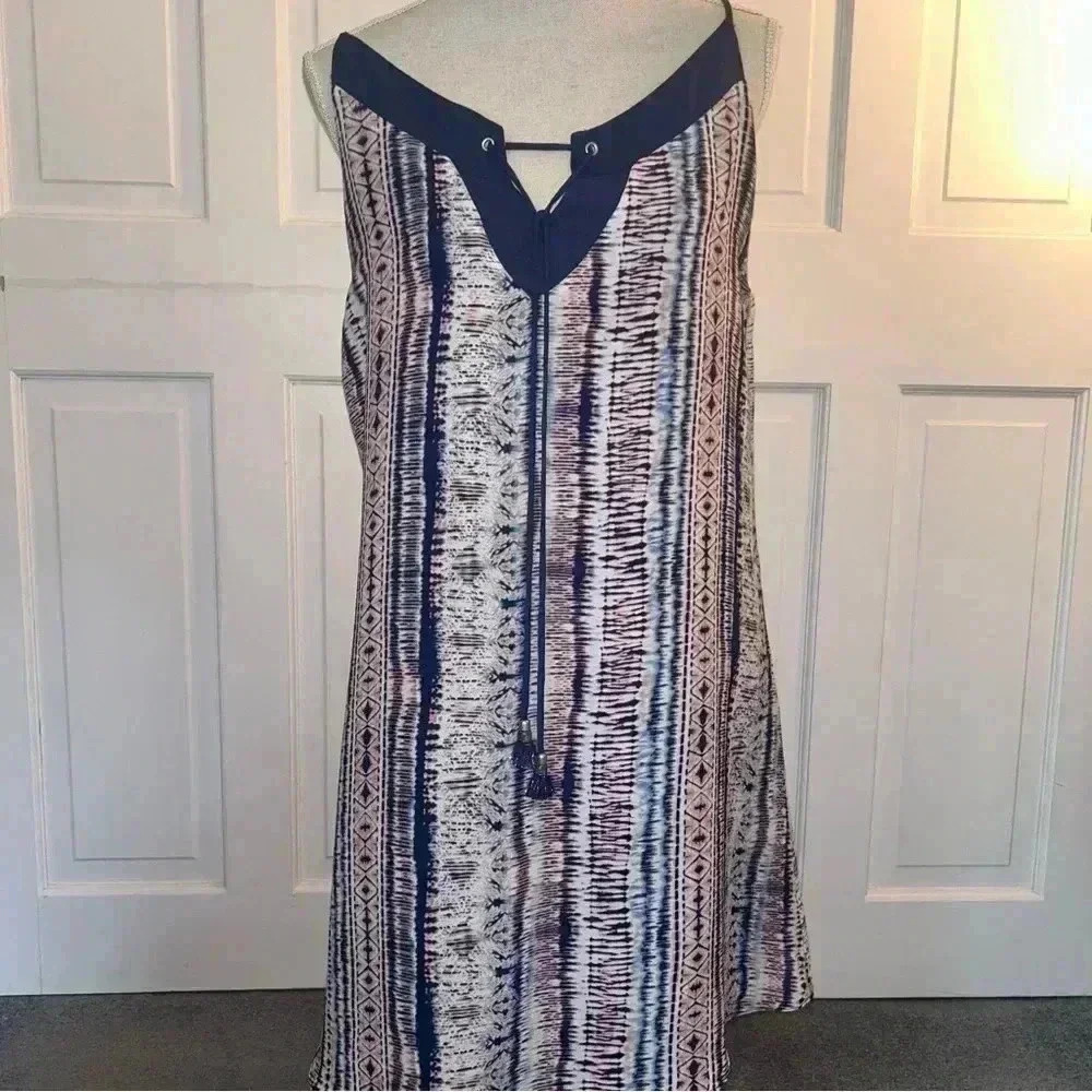 Atina Cristina Tribal Print Dress with Tassel